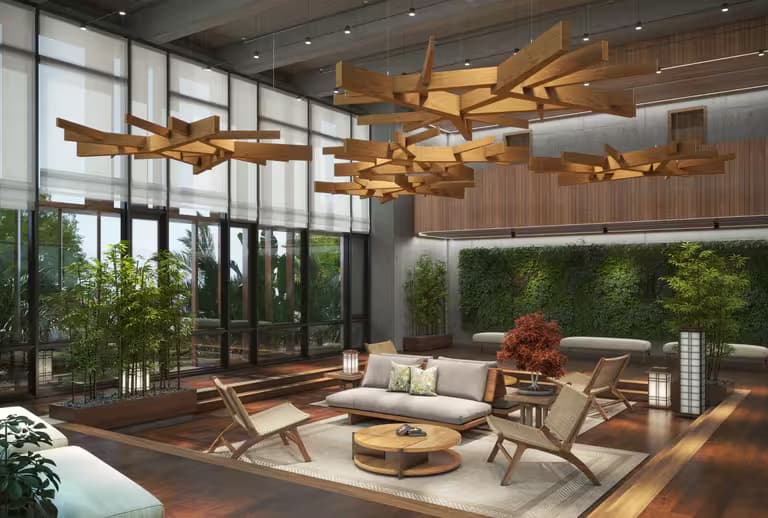 Arborsia® Acoustics, Biophillic angular baffles that dampen sound